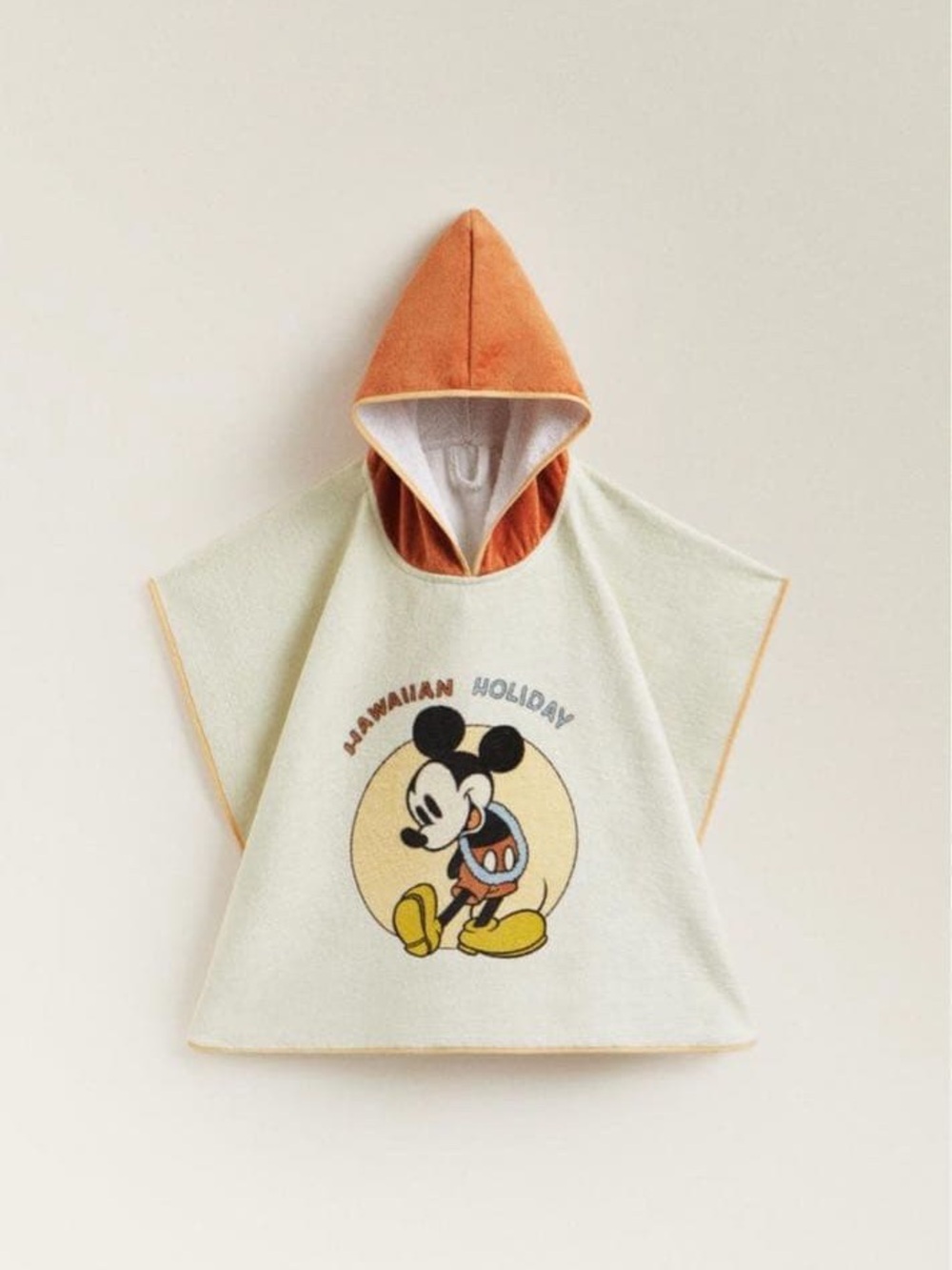 Zara 2/3 years Disney Mickey Mouse Kids Hooded Poncho beach-towel- Cream &Orange